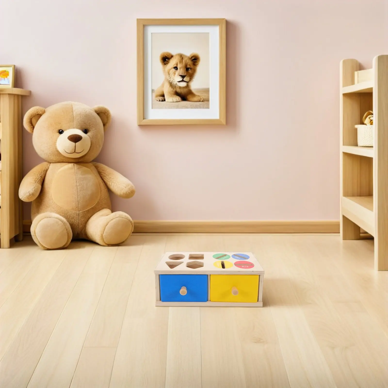 

1Set Wooden Color Sorting Montessori Shape Sorter Educational Puzzle Box for Toddlers Cognitive Development Early Learning