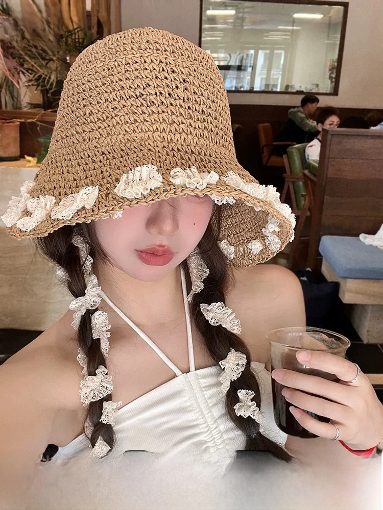 rouiiefao-sombrero-de-paja-hecho-a-mano-con-lazo-de-encaje-para-mujer-sombrero-de-pescador-para-playa-de-verano-proteccion-solar-transpirable-estilo-lindo