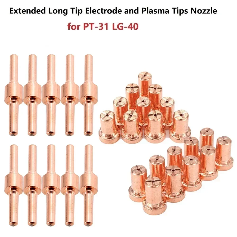 10pcsPlasma Cutter Tip Electrodes & Nozzles Kit Consumable Accessories For PT31 CUT  Plasma  Welding Tools