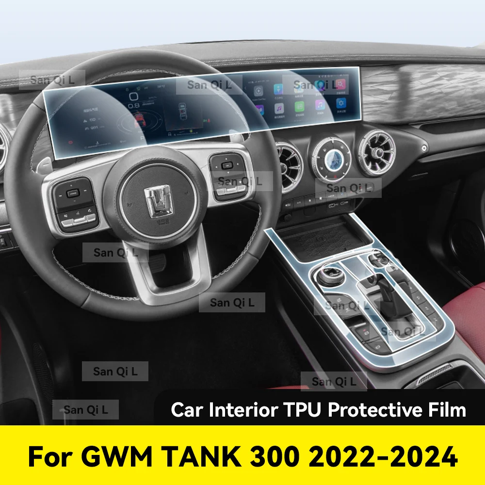 

For GWM TANK 300 2022-2024 Anti-scratch Car Door Center Console Media Dashboard Navigation Car Accessories TPU Protector Film
