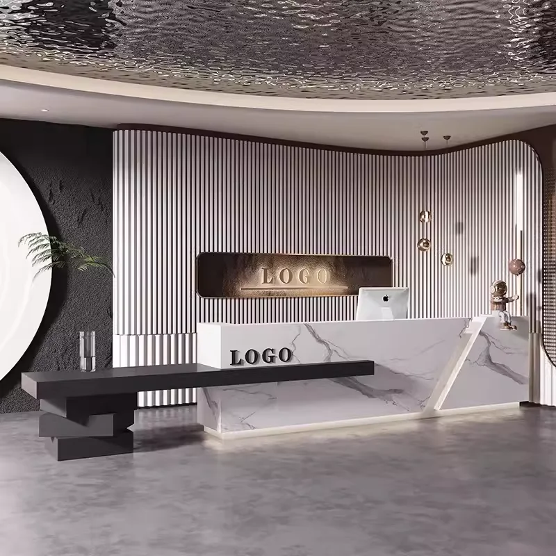 &oe Luxury baked paint reception desk designer furniture Customer center Computer desk office table elegant bureaux de travail