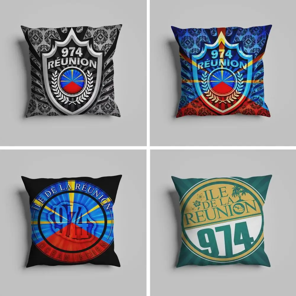 

974 Reunion Island Logo Front Pillow Case luxurious home office, sofa decorative Multi sized car seat cushions, pillowcases