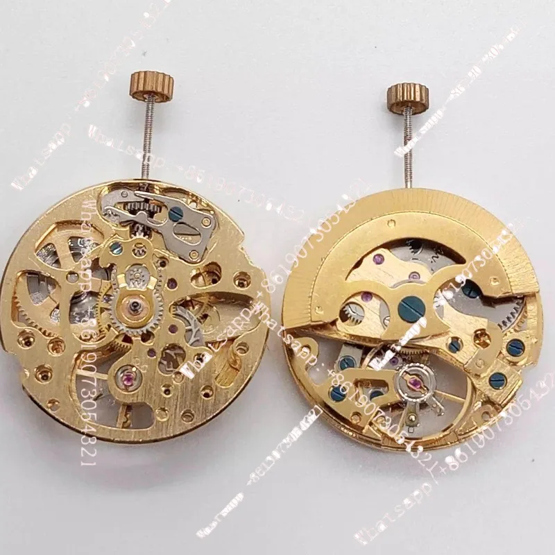 7120 calibre three-hand new original skeleton gold single calendar