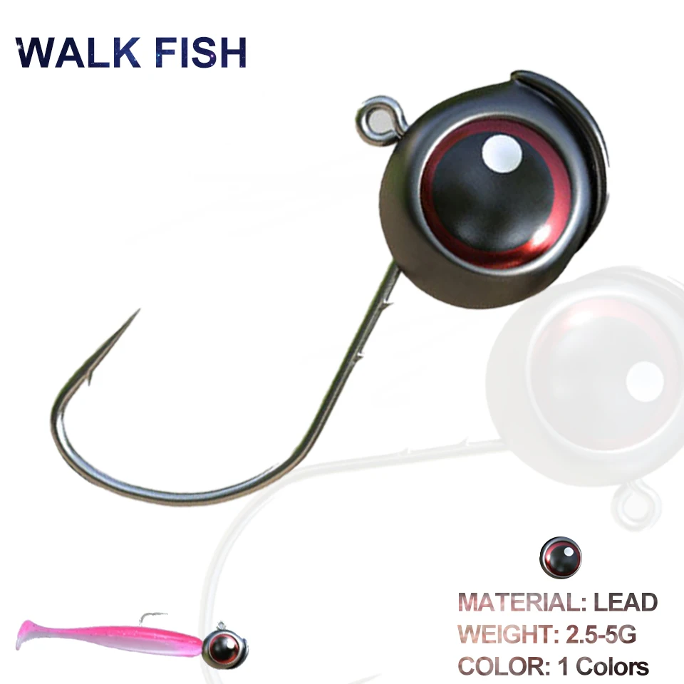 

WALK FISH 10 шт./лот, крючок для головы 2.5g 3.5g, крючок для рыбы, бионный крючок для рыбы 3D, джиггинг-приманка, колючий окунь, китайская рыба