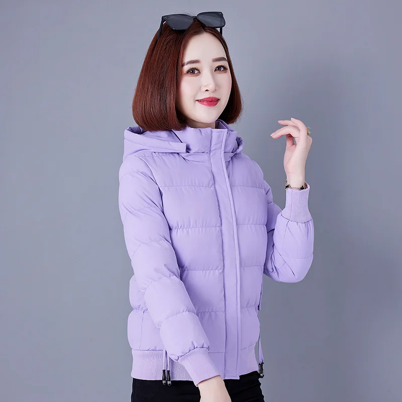 New Winter Women\'S Casual Short Down Cotton Jacket Lady Korean Version Fashion Versatile Detachable Hood Thickened Warm Coat