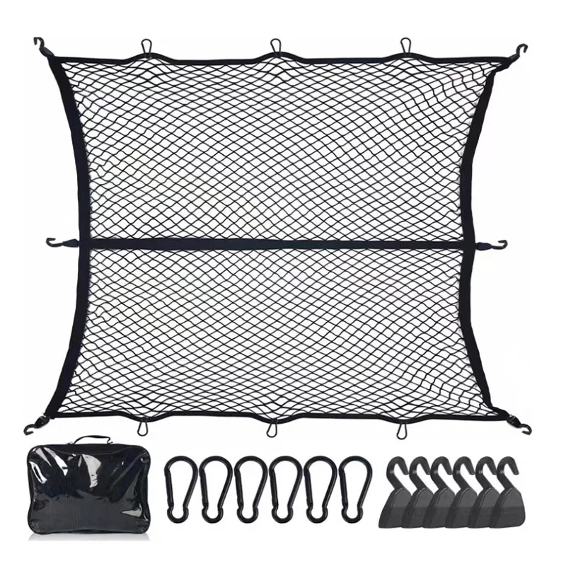 Truck boot fixing net Mesh cargo luggage net pocket Heavy load non-slip fixing extended protective cover Comes with four hooks