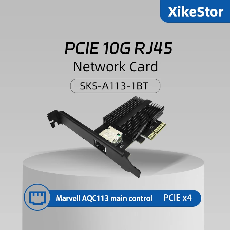 

XikeStor 10G RJ45 Network Card with Marvell AQC113C Chip for PC Server Support Windows/Linux/VMware