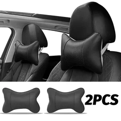 2pcs Car Seat Headrest Universal PU Leather Auto Interior Head Rest Pillows Shoulder Protector Travel Neck Support Soft Pillow