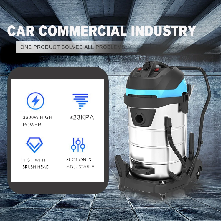 Powerful Industrial Vacuum Cleaner with Large Capacity and High Power for Both Dry and Wet Use with Blowing Function