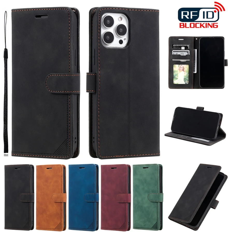 

Wallet Leather Anti-theft Brush Case For iPhone 14 Pro Max 13 Pro Max 12 Pro Max 11 Pro Max SE 2022 X XS XR XS Max 8 7 6 6S Plus