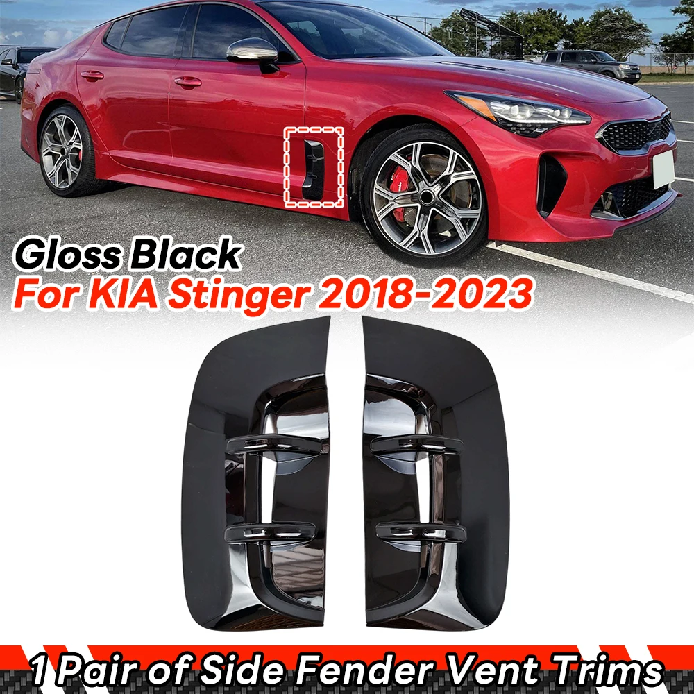 

Side Door Body Fender Leaf Board Decoration Cover Trim For Kia Stinger 2018-2023 Exterior Styling Side Fender Air Vent Cover