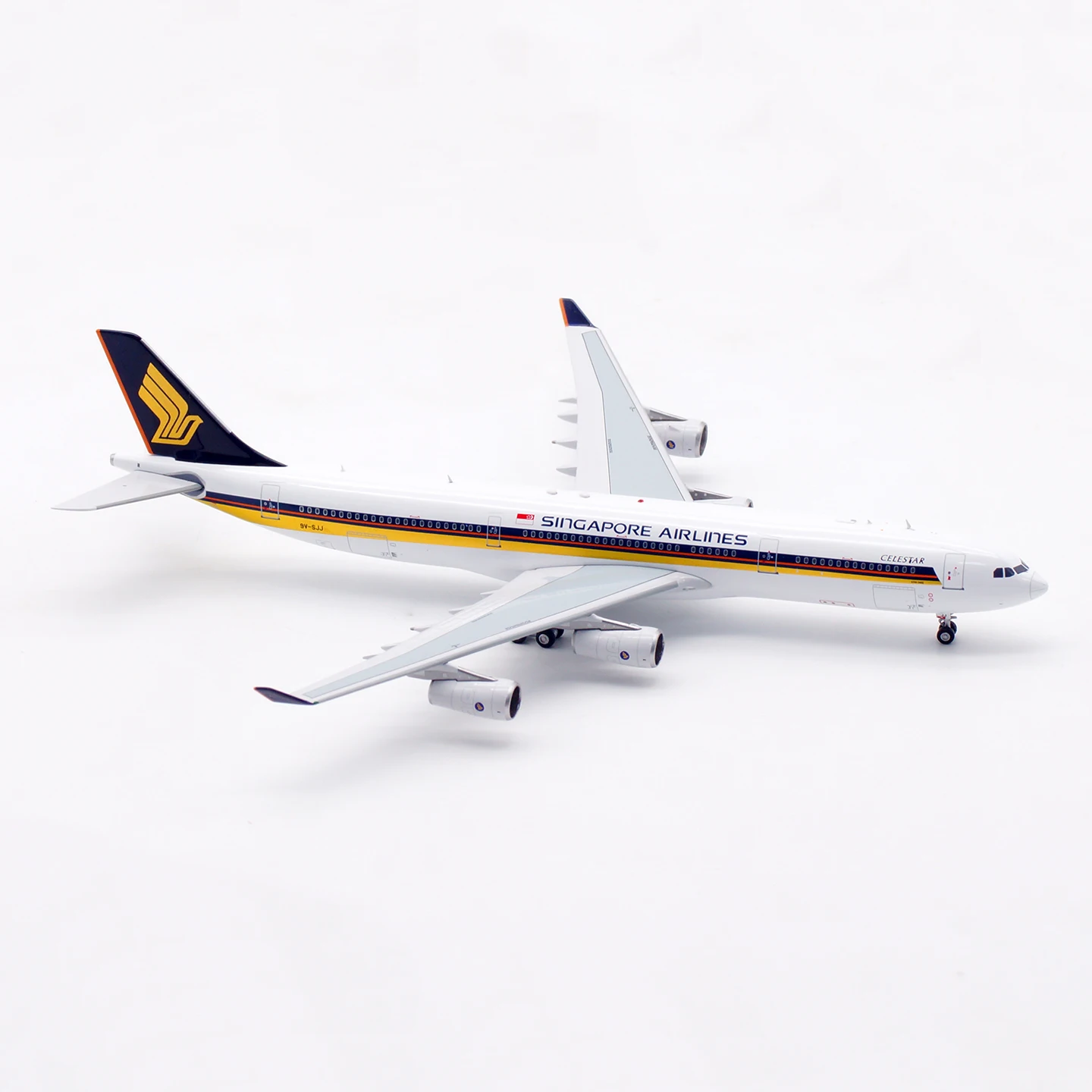 AV4317 Aereo da collezione in lega Regalo Aviazione 1:400 Singapore Airlines Airbus A340-300 Modello di aereo pressofuso 9V-SJJ e trattore