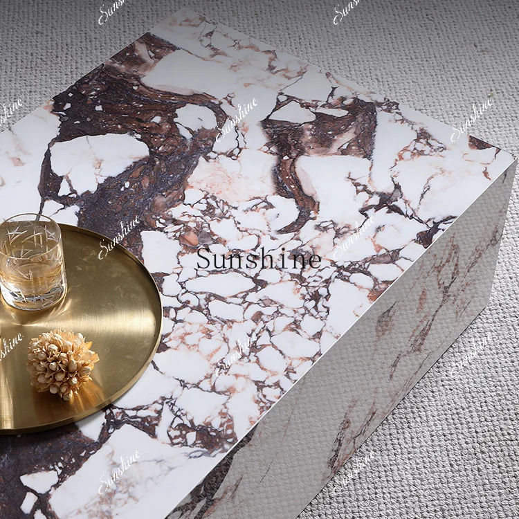 طاولة قهوة مستديرة من الرخام الطبيعي طاولة شاي فنية إيطالية بسيطة FT #4