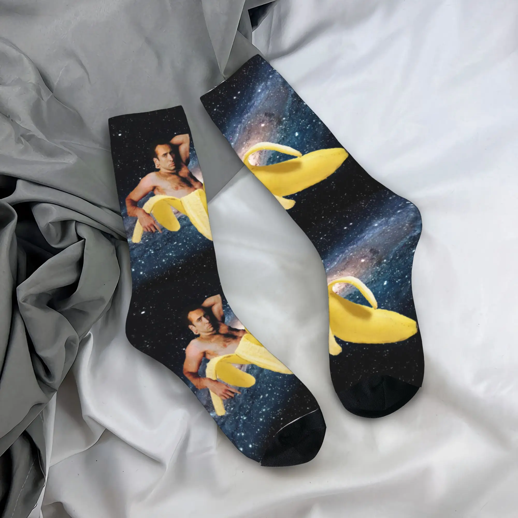 

Custom Fashion Nicolas Cage In a Banana Socks Women Men Warm 3D Print Space Sports Football Socks