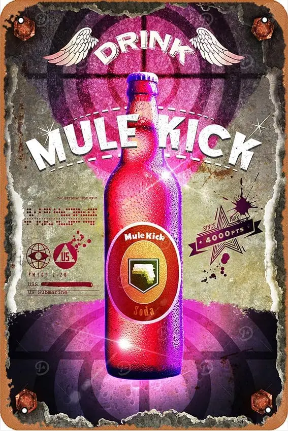 Mule Kick Perk-a-Cola Metal Tin Signs 8 x 12 Decor Funny Chic Art Wall Decort Home Yard Signs Bar Hotel Cafe Pub Indoor Out sign