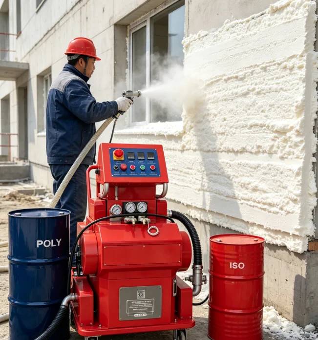 Portable Pneumatic Two-Component Polyurethane Foam Insulation Spray Machine with 10 kW Power 220V 1 Year Warranty