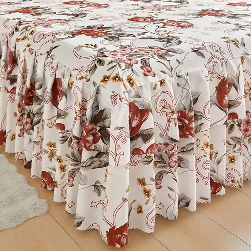 3pcs Set Floral Style Bed Skirt and Pillowcase Ruffles Bed Cover Home Soft Bedspread Skirt Style Bed Linen 침대스커트