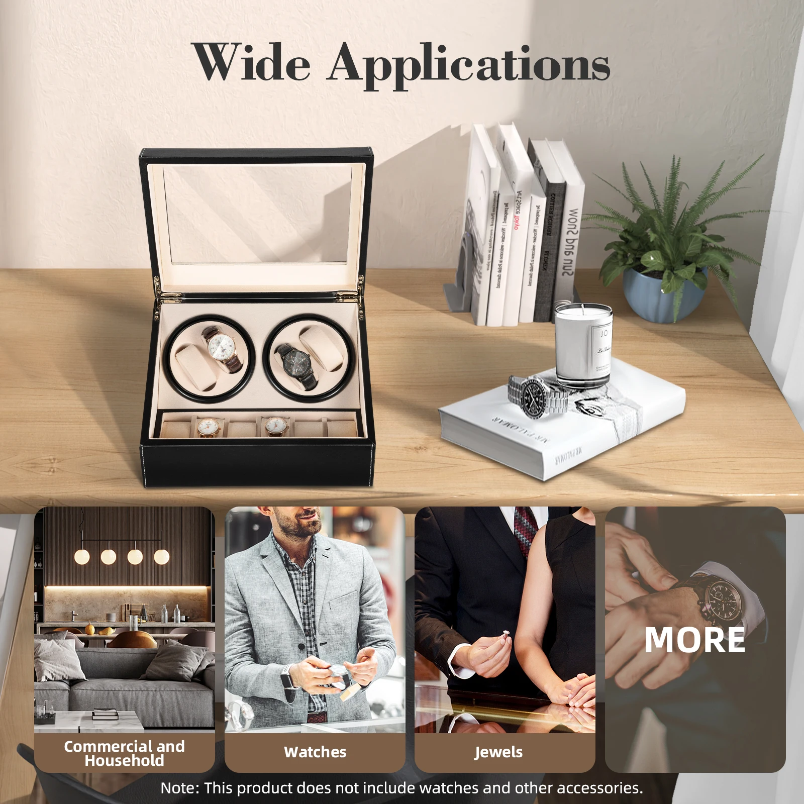 يجمع ملفاف الساعة الأوتوماتيكي المحرك الصامت مع مفتاح تحكم منفصل للاستخدام الشخصي، وعرض المتجر، وديكور المنزل