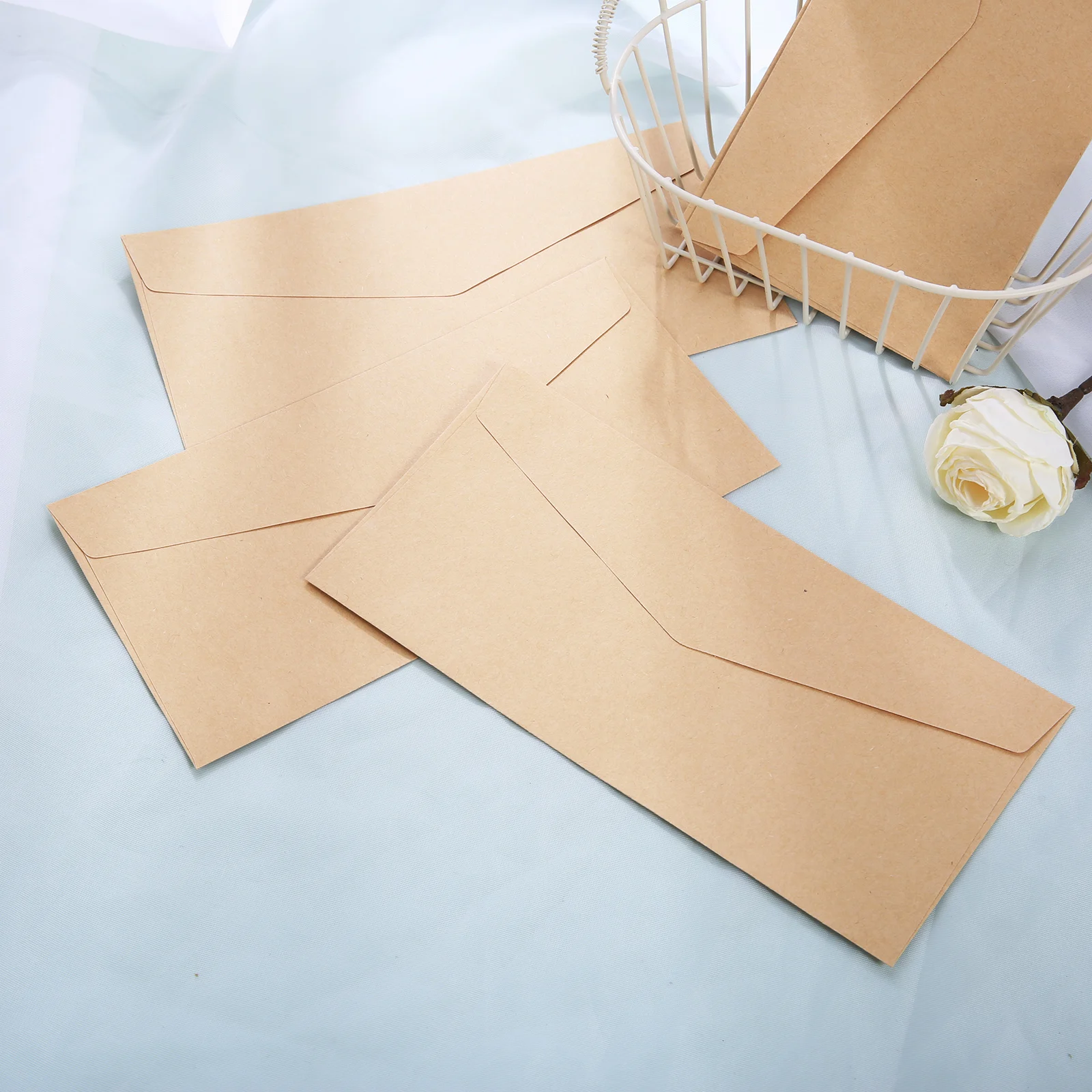 10Pcs Black/Kraft Paper Envelope Kit,Black Pearl Paper Envelope,Retro Simple and Premium Envelope,For Invitation Letter