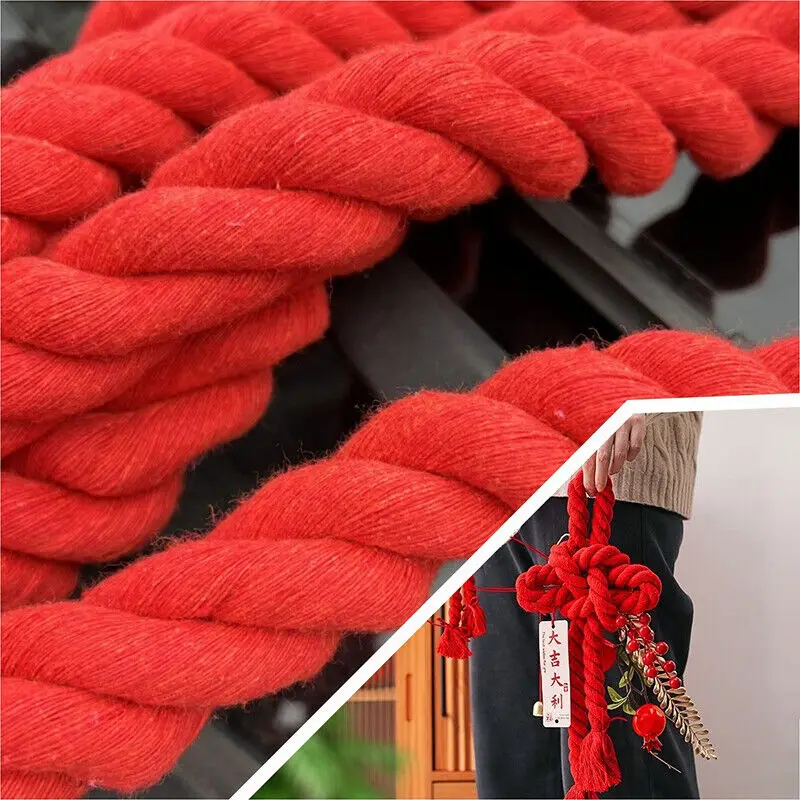 Cotton Cord Thick Twisted Rope Handmade Accessories Decorative DIY Craft Decoration Rope Cotton Cord for Bag Drawstring Belt