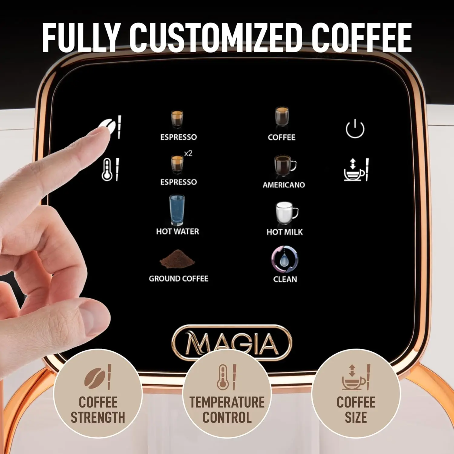 Zulay Kitchen Magia Clasica - Fully Automatic Espresso Machine With Grinder - Touch Screen Coffee Maker With One-Touch