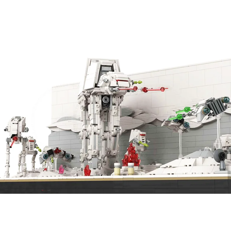 MOC Star Battle Series Micro Diorama : Battle of HOTH AT-AT AT-ST Assemble Building Blocks Bricks DIY Education Toys for Boys