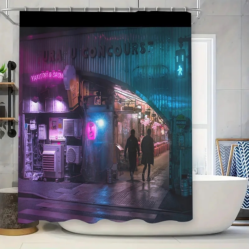 اليابانية زقاق ليلة مدينة دش الستار أنيمي كيوتو شارع التصوير خلفية ديكور الحمام
