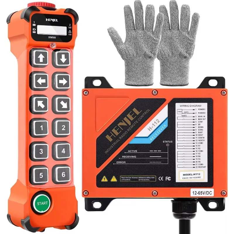 H112 Industrial Radio Remote Controller, 12 Keys Single Speed Wireless Switch for Hoist, Track and Overhead Bridge Crane Lift