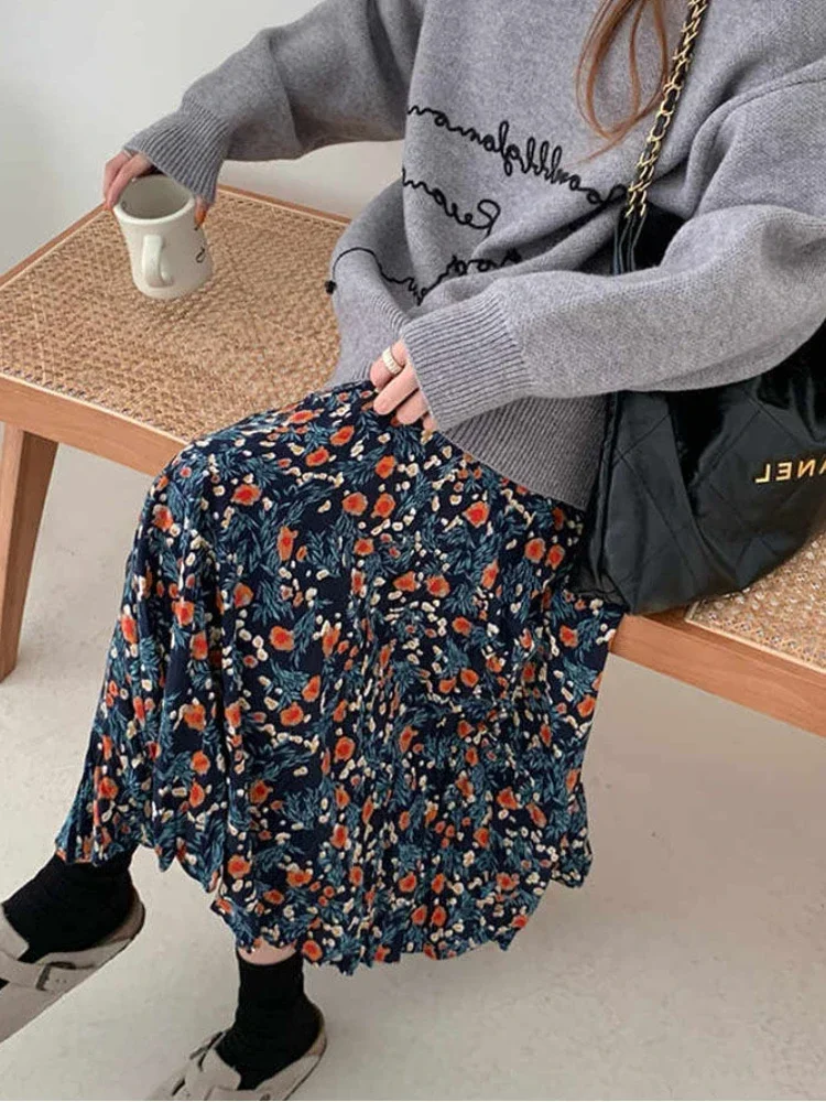 Jupes florales taille haute pour femmes, Streetwear baggy, Vêtements confortables, Esthétique personnelle, Harajuku, Vintage, Doux, Adolescents, Chic