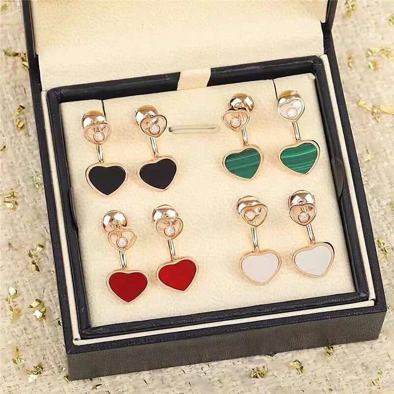 

CY Luxury Premium Rose Gold Natural Stone Heart-shaped earrings Ladies fashion temperament brand jewelry party gift