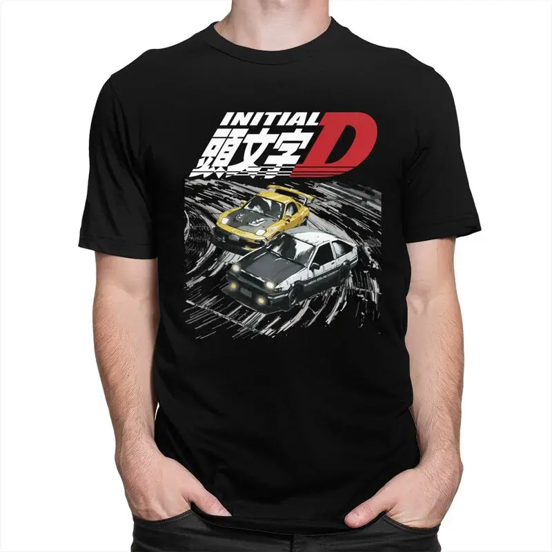 Custom Anime Mountain Racing Initial D T Shirts Men 100% Cotton Tees Tshirt Short Sleeve T-shirt Clothes