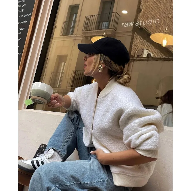 Spring Autumn Fashion Trend All-match Flight Jacket Women Clothing Bomber Jacket Single-button Long-sleeved Top Loose Streetwear