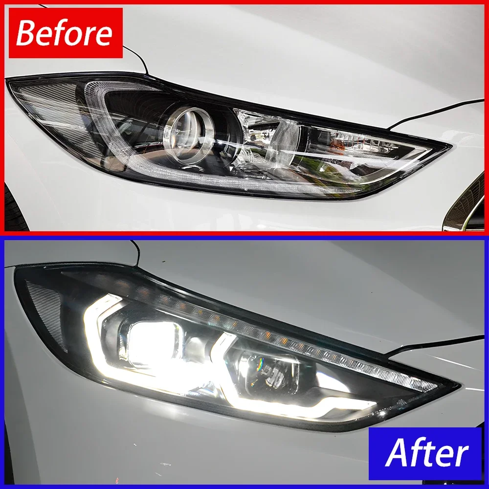 Car Front Lamps For Hyundai Elantra 2016-2020 LED Auto Headlights Assembly Upgrade BMW Style 2 Projector Lens Tool Accessories