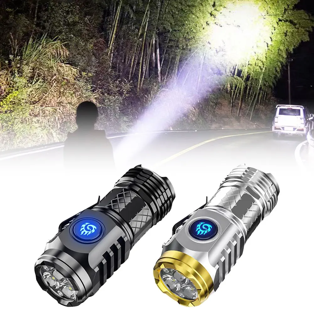 Three-Eyed Monster Mini Flash Super Power Flashlight Flashlight Strong Light Rechargeable Super Bright, Portable Lighting