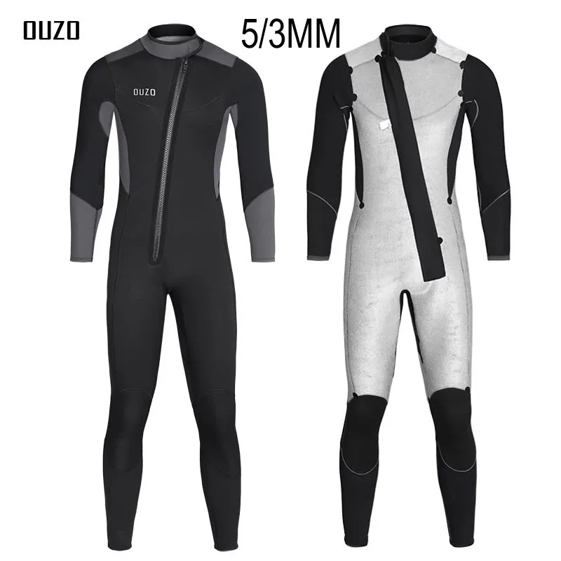 

5/3 MM Neoprene Scuba Spearfishing UnderWater Hunting Diving Suit Keep Warm Surfing Front Zip Snorkeling Kayaking Swim WetSuit