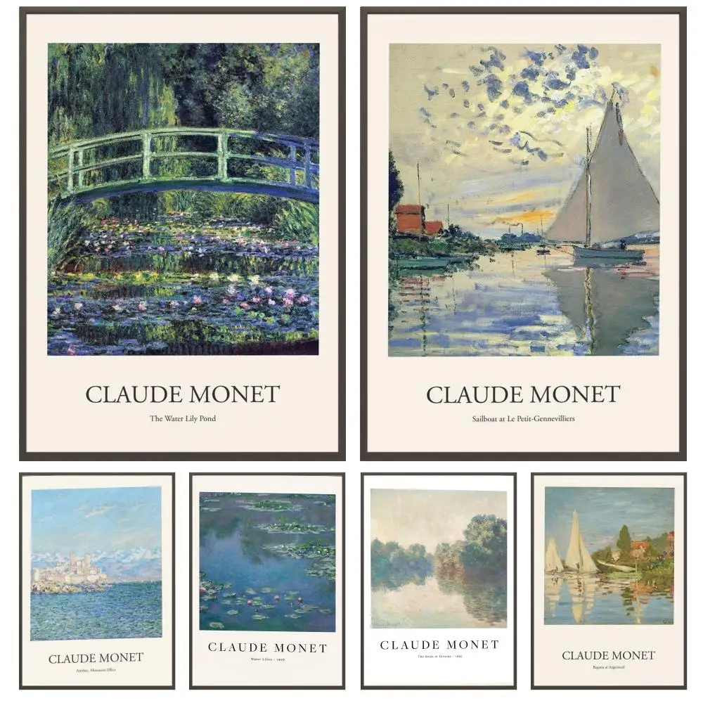Claude Monet Retro Classic Oil Art Poster Versatile HD Waterproof Wall Art Self-Adhesive Decor for Any Space Ideal Gift