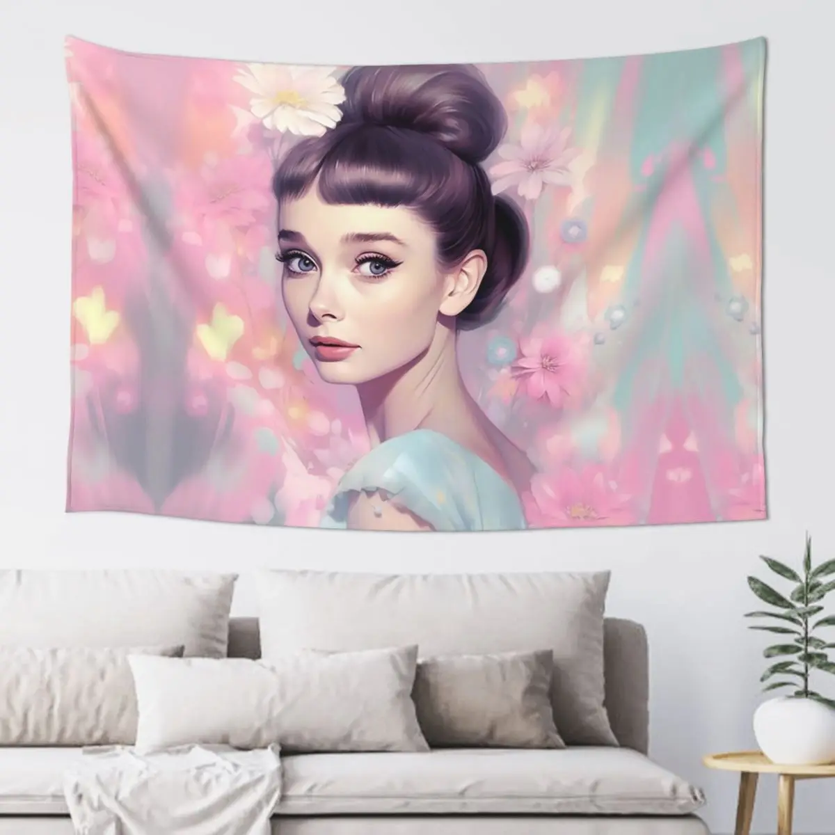 Audrey Hepburn Tapestry Art Wall Hanging Aesthetic Home Decor Tapestries for Living Room Bedroom Dorm Room