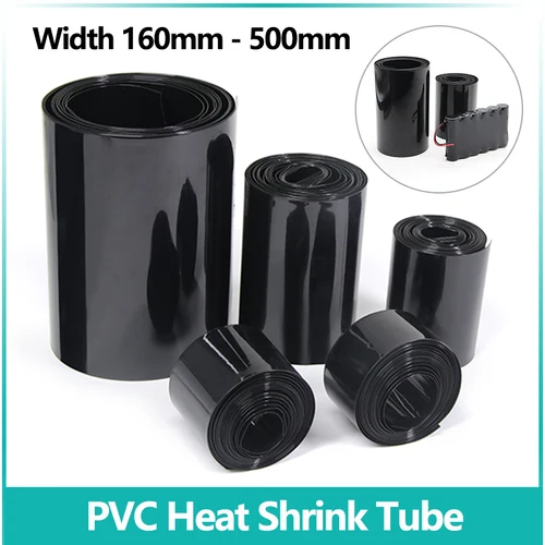 Imagen 1 del producto Tubo termorretráctil de PVC negro de 1 ~ 10m, 160mm ~ 500mm, paquete de batería Lipo 18650, película de protección aislada, envoltura de funda de litio, funda de Cable