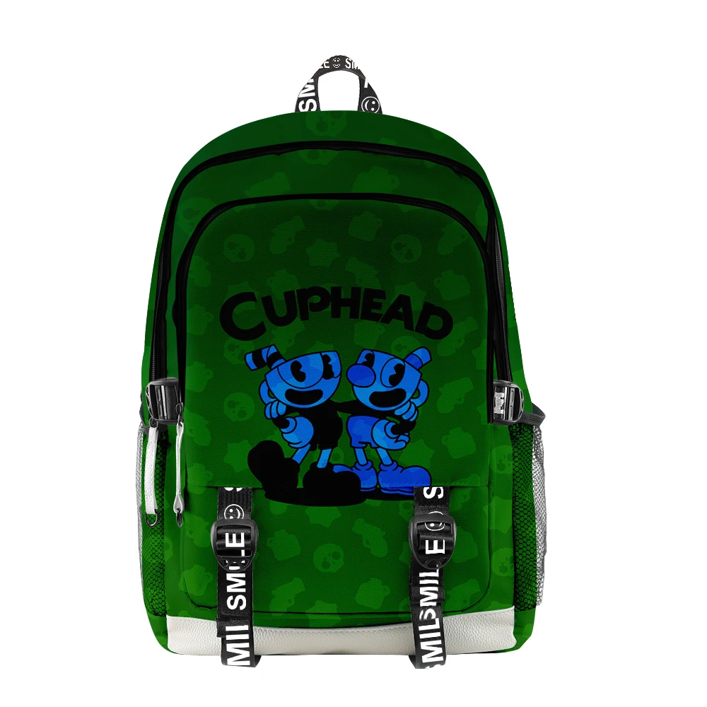 Harajuku Popular Anime Cuphead impresión 3D mochilas escolares para estudiantes Unisex Oxford impermeable Notebook mochilas de viaje multifunción