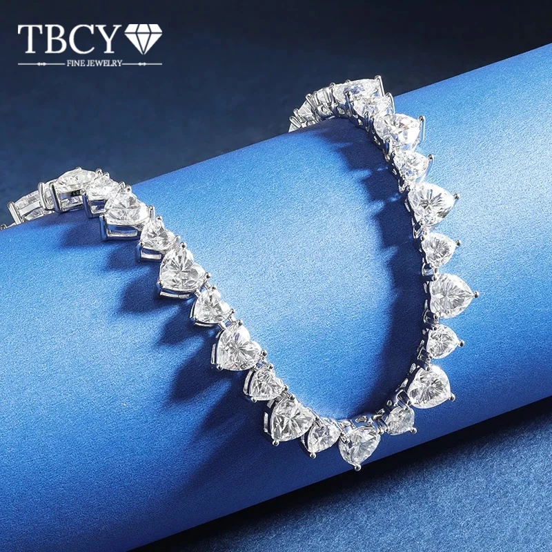 TBCYD 47/53.5ct 5mm 6.5mm D Color Heart Moissanite Necklace For Women Wedding Party Anniversary Gift Fine Jewelry