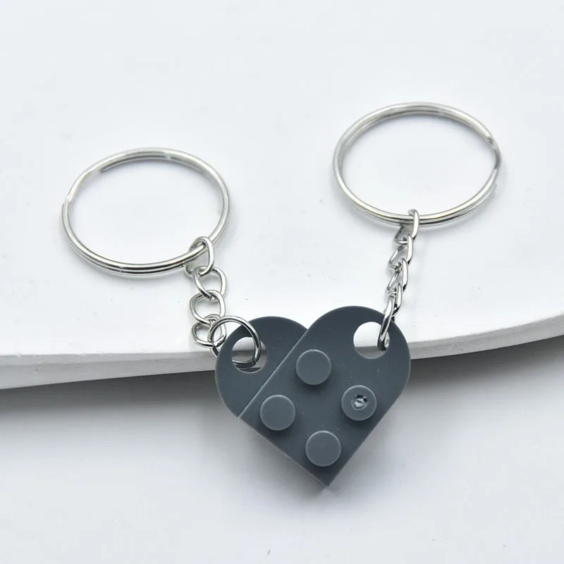 Heart Keychain Small Brick Matching Pendant for Couples