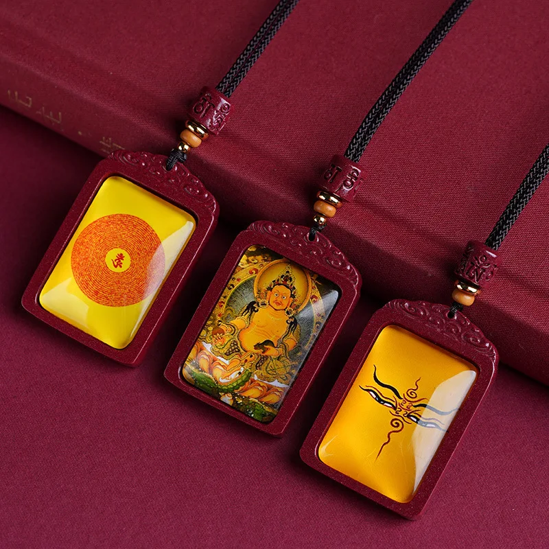 Fidelity yellow pendant's thangka purple gold sand Shurangama Mantra wave Ruo eye necklace men's and women's cinnab