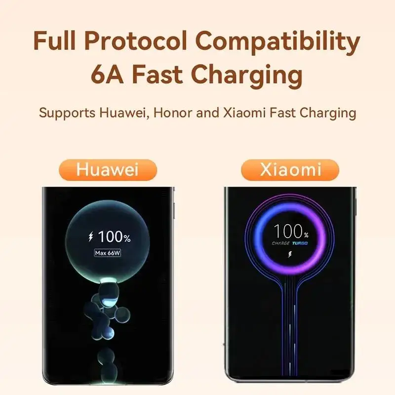 Jasoz 6A USB Type C Cable for Xiaomi Xiaomi Samsung Huawei Oneplus 66W Fast Charging USB Charging Data Cable Accessories