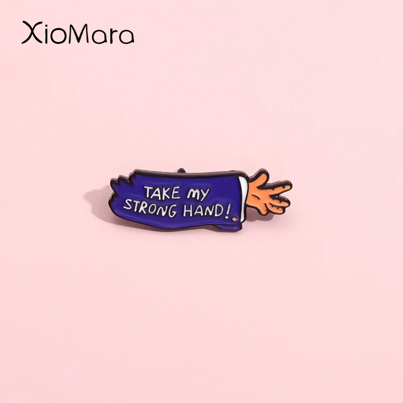 

Take My Strong Hand Enamel Pin Custom Horror Movie Dialogue Enamel Pins Brooch Backpack Lapel Badge Jewelry Halloween Gift