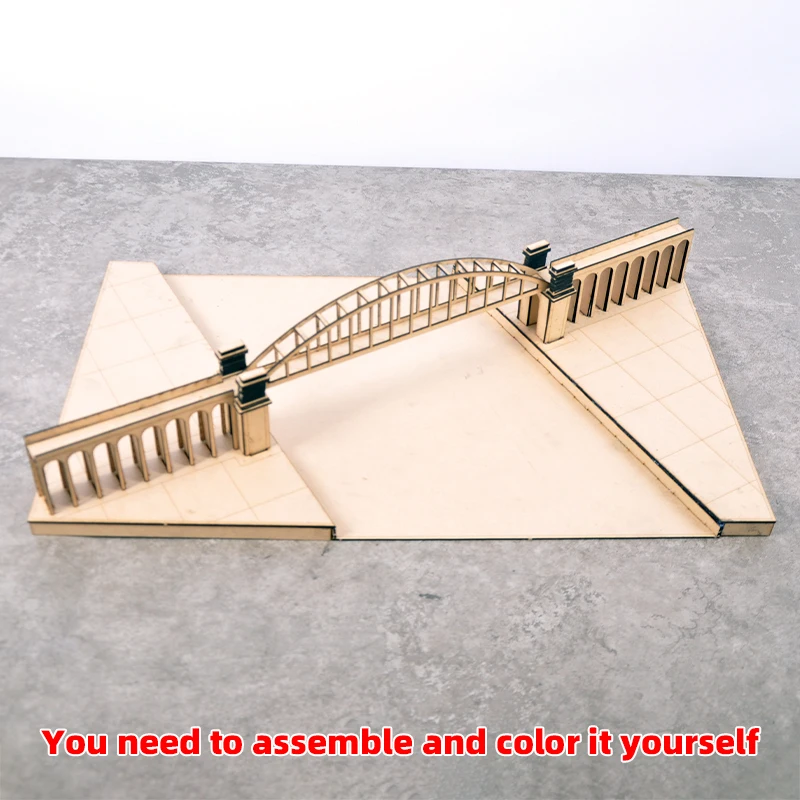1/350 1/700 Maßstab Modellbausatz Miniatur-Diorama Architektonisches Gebäude Haus Unbemalte Brücke Fluss DIY – Detail 7