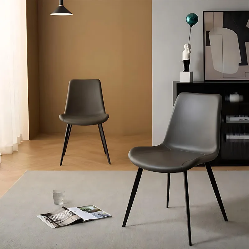 2pcs  Dinning Room High Quality Luxury Chair Modern Leather Design Hotel Furniture Chair with Metal Legs Modern Dining  Chair