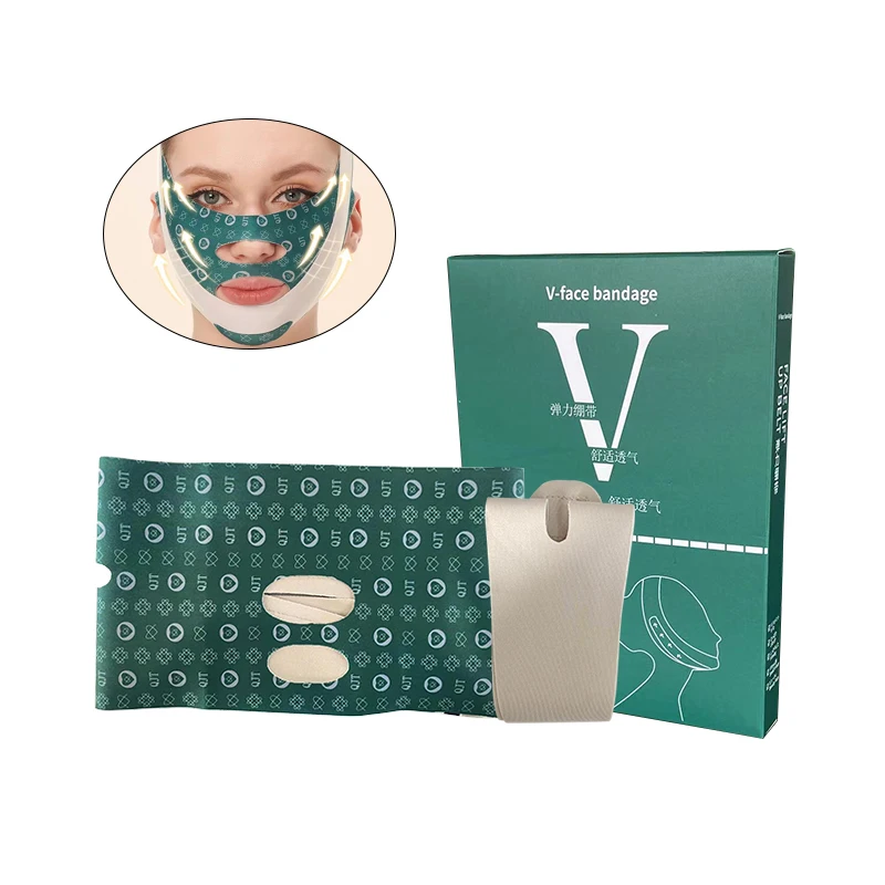 Mascarilla facial delgada con realce de mejillas, banda transpirable en V, Reduce la barbilla, moldeadora de doble cara,