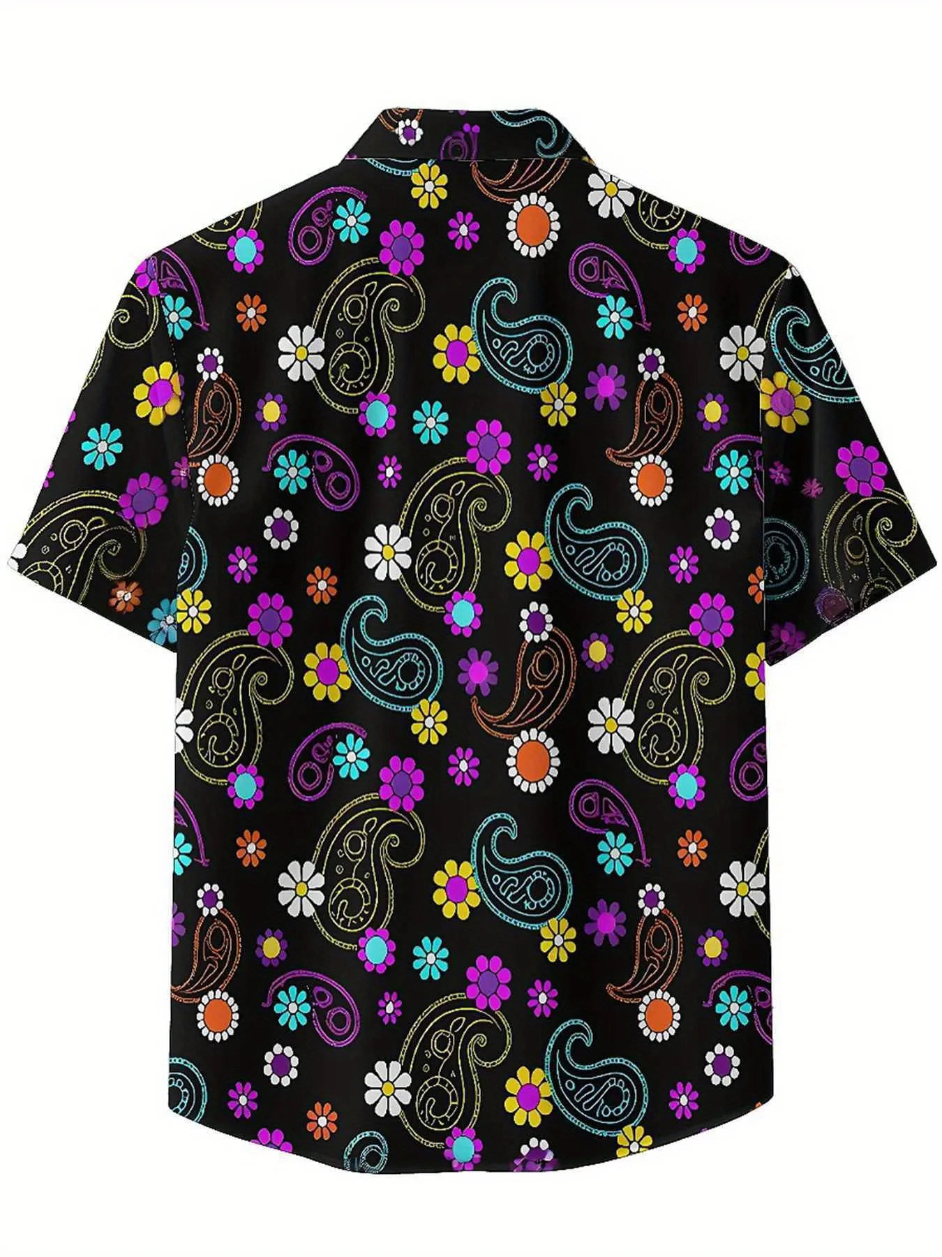 Męskie koszule hawajskie w dużych rozmiarach Kolorowy wzór Paisley i wzór kwiatowy, wygodne ubrania młodzieżowe Premium, topy Streetwear Y2K