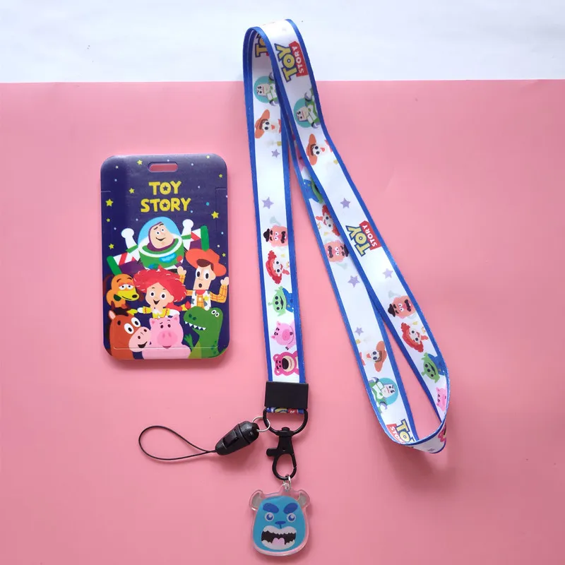 Nuovo Anime Toy Story Card Holder Kawaii Woody Buzz Lightyear Card Bag Cartoon Lotso Hanging Rope Card Holder regali per bambini