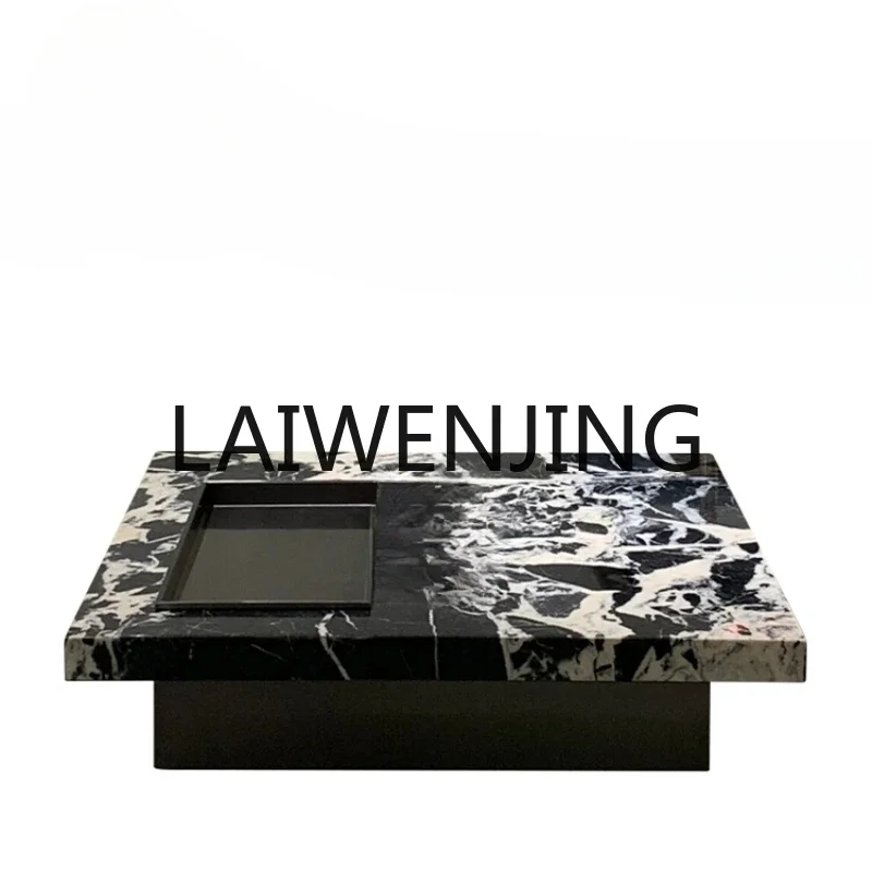 

Bulgari black natural marble coffee table combination living room Italian square box coffee table